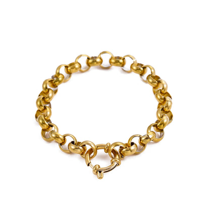 Stainless Steel Thick Simple Chunky Chain Layered Gold Bracelet Set