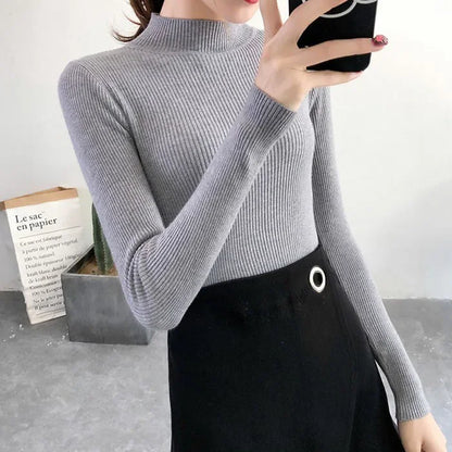 Mock Neck Casual Slim Pullover Sweaters