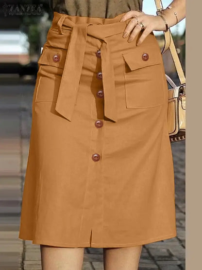 Cargo Elegant High Waist Saias Skirt