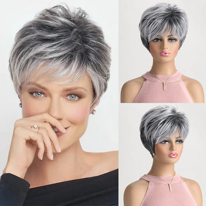 Short Natural Wigs with Bangs Soft  Hair Wig