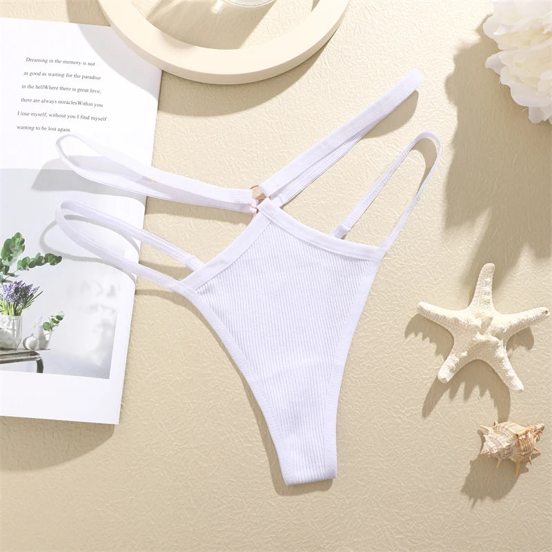 4Pcs Cotton Double Thin Belts Sexy Low Waist Lingerie