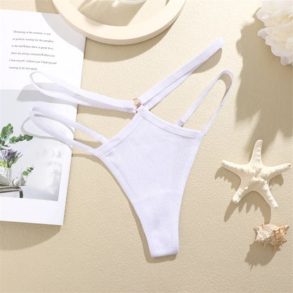 4Pcs Cotton Double Thin Belts Sexy Low Waist Lingerie