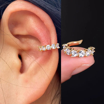Geometry Crystal CZ  Leaf Clip Earring