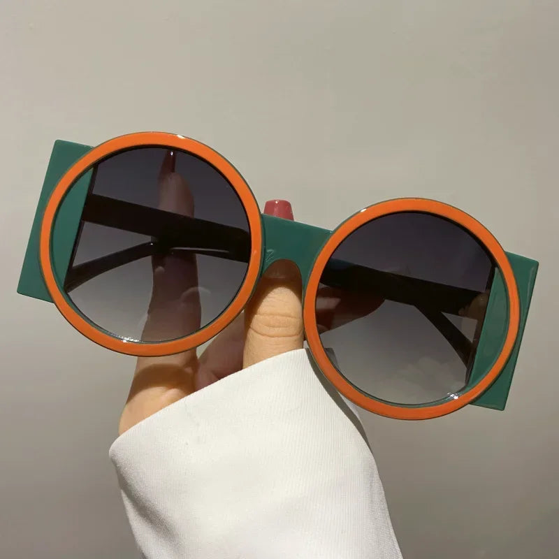 Round Double Color Beach Retro Trend Sunglasses