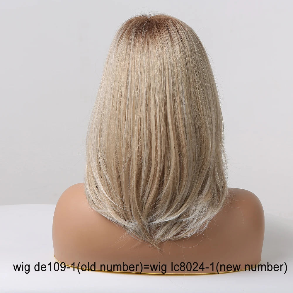 Straight Short Highlights Blonde Hair Wig