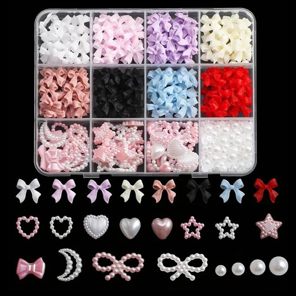 12/15Grids Acrylic Flower Nail Charms Mix Colors Set