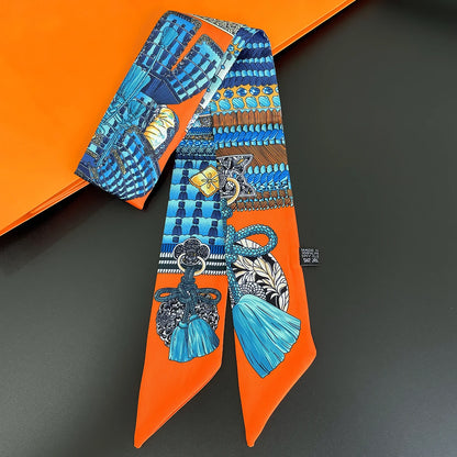 Zebra In Flowers Scarf Luxury Silk Scarf Hair Headband Foulard Skinny Scarves