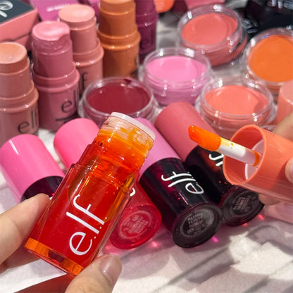 Elf Powder Blusher Series Lip Gloss Cream Blush Lips&Cheeks Dual-use Sheer for It Blush Tint Monochromatic Multi-Stick Makeup
