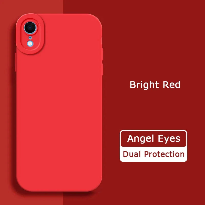 Angel Eyes Liquid Silicone Phone Case for iPhone X XR XS Max Full Protective Soft Waterproof Mobile Cover