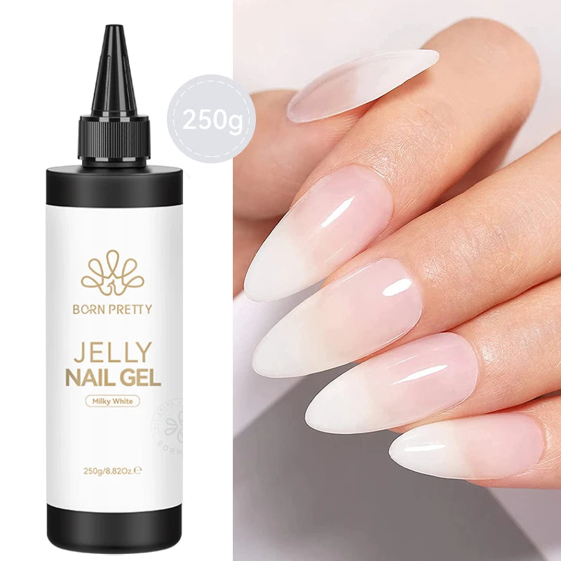 250g Pure Black White Color Gel Nail Polish Jelly Nude Gel