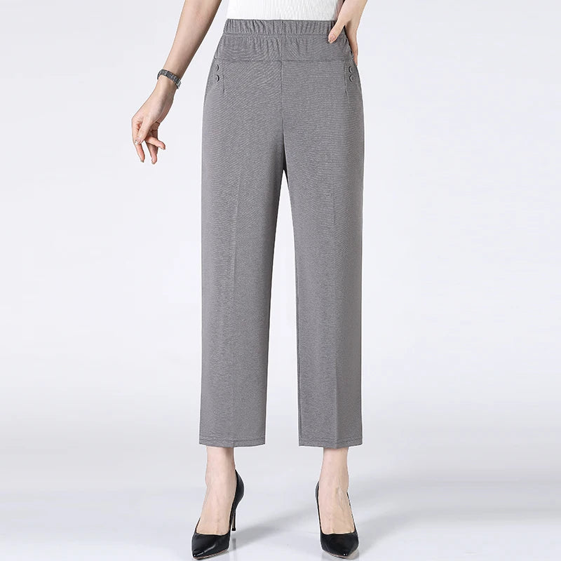 Pantalones finos elásticos holgados de pierna recta