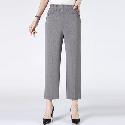 Pantalones finos elásticos holgados de pierna recta