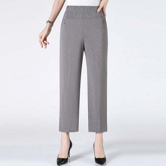 Pantalones finos elásticos holgados de pierna recta