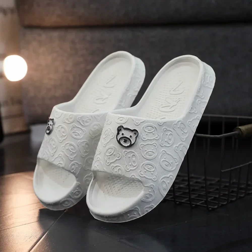 Non-slip Cute Bear Decoration Flat Slippers