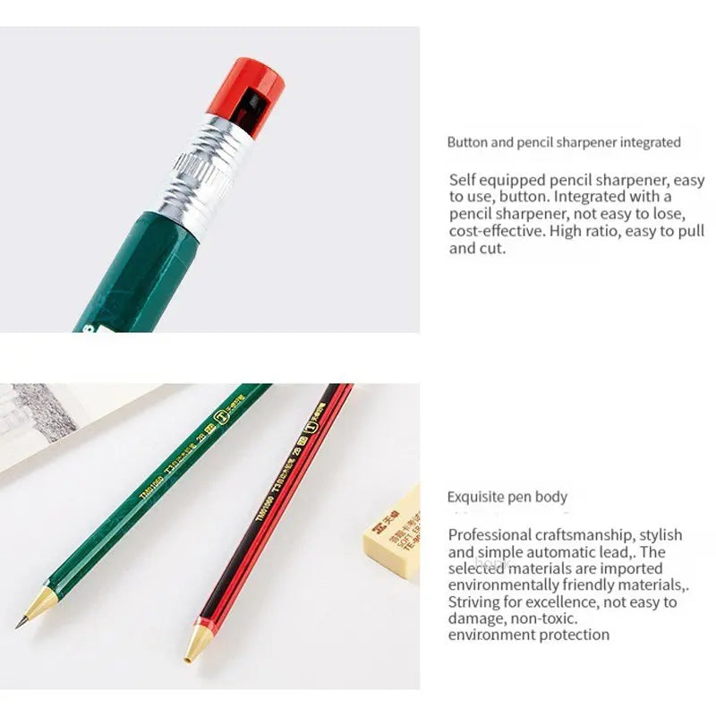 Mechanical Pencils Set 2B 2.0mm Automatic Student Drawing Pencil