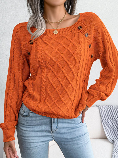 Casual Square Collar Long Sleeve Sweaters