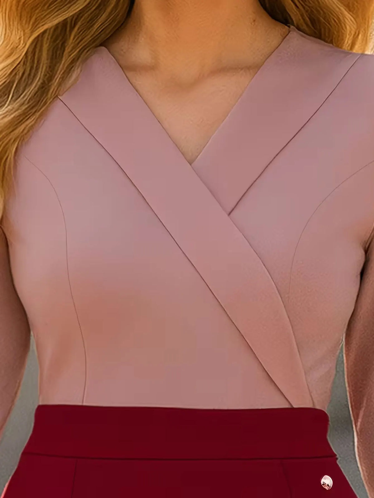 Sexy Deep V Neck 2/3 Sleeve Knee Length Button Bodycon Pencil  Dress
