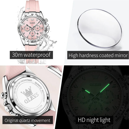 Luxury Silicone Strap Multifunctional Chronograph Quartz Watch