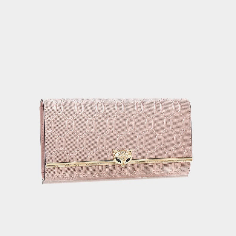 Split Leather Long Wallet Clutch Bag