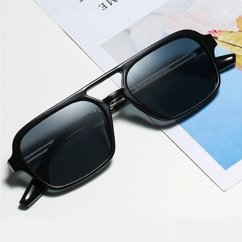 Square Small Frame Double Beam Sunglasses