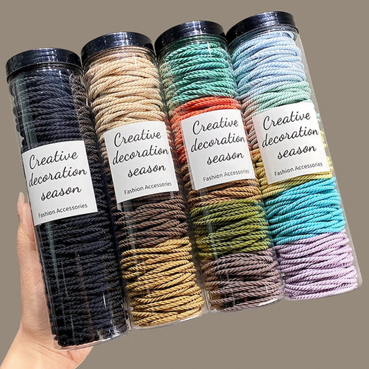 100pcs/lot Hair Bands Scrunchie Solid Color Elastic Rubber