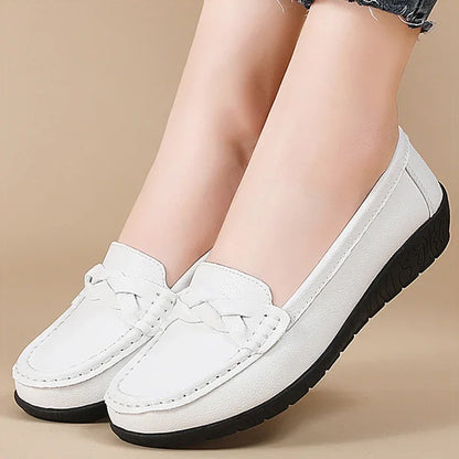 Soft Leather Loafer Flats Slip Shoes
