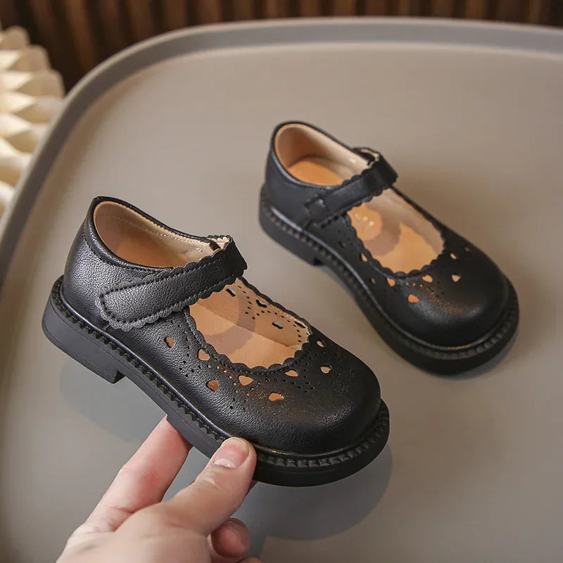 Leather Mary Janes Heart Shoes
