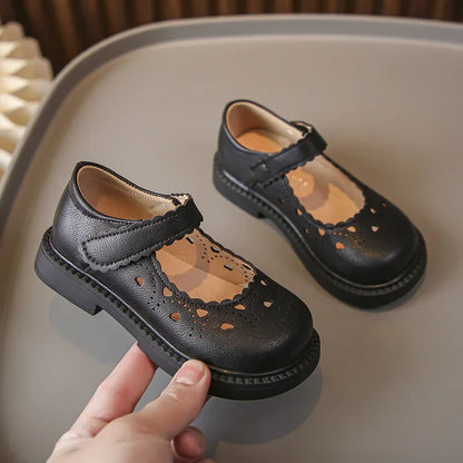 Leather Mary Janes Heart Shoes