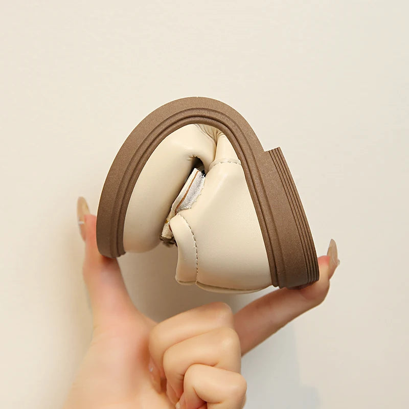 Cute bow Leather T-strap Oxfords Soft Shoes