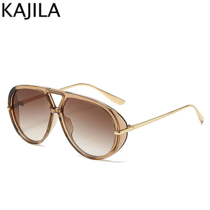 Oversized Pilot Oval Punk Sunglasses