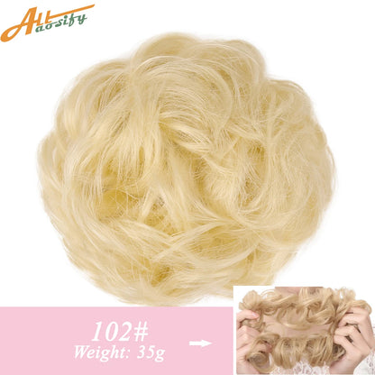 Natural Curly Messy Bun Hair Wigs