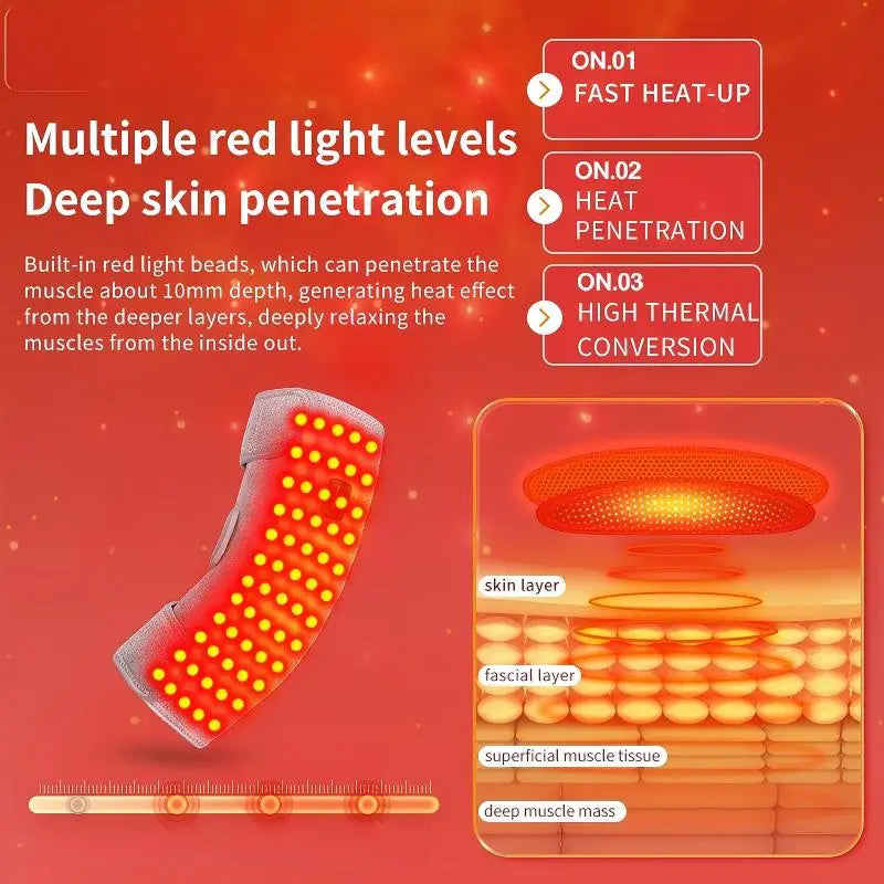 USB 660nm Red Light Electric Heating Elbow Wrap Massager