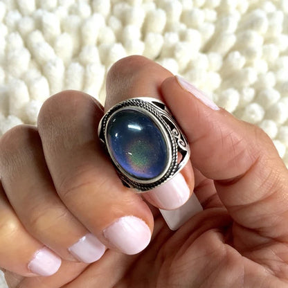 Vintage Big Oval Plastic Stone Ring