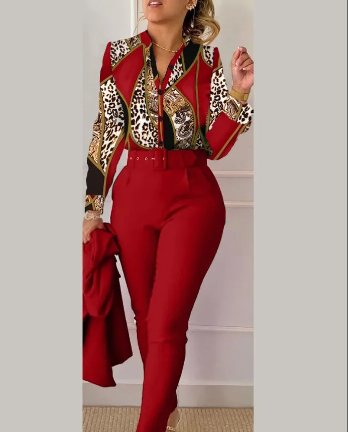 Long Sleeve Shirt Pants Two Piece Sets
