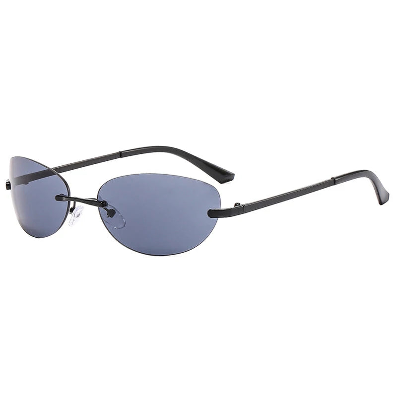Rimless Y2K Oval Retro Gradient Square UV400 Sunglasses