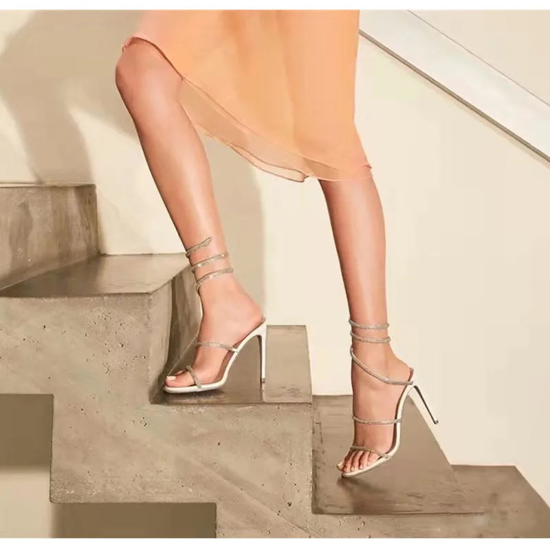 DANA Snake Twine Crystal Rhinestones Sandals