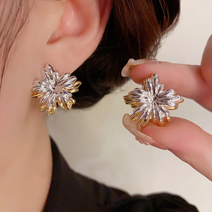 Stainless Steel Metal Splice Stud Earrings