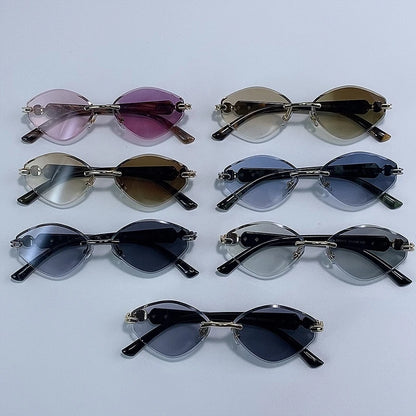 Small Frame Hexagon Rimless Sunglasses
