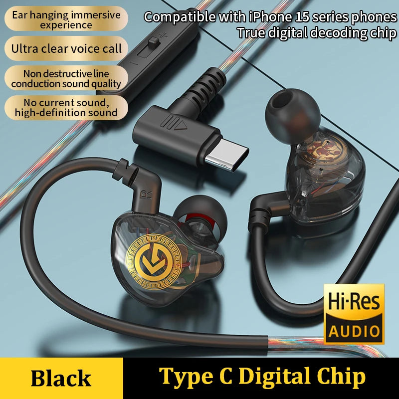 Wired Earphone 3.5mm Type C Digital Chip In Ear Headphone