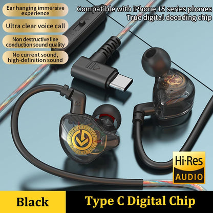 Wired Earphone 3.5mm Type C Digital Chip In Ear Headphone