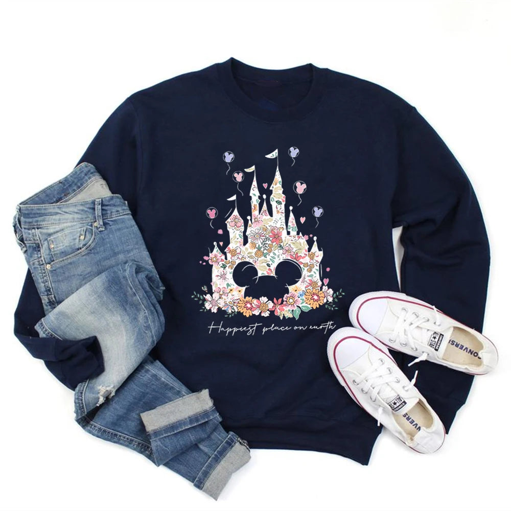 Floral Castle Vintage Castle Hoodie Happiest Place on Earth Pullover