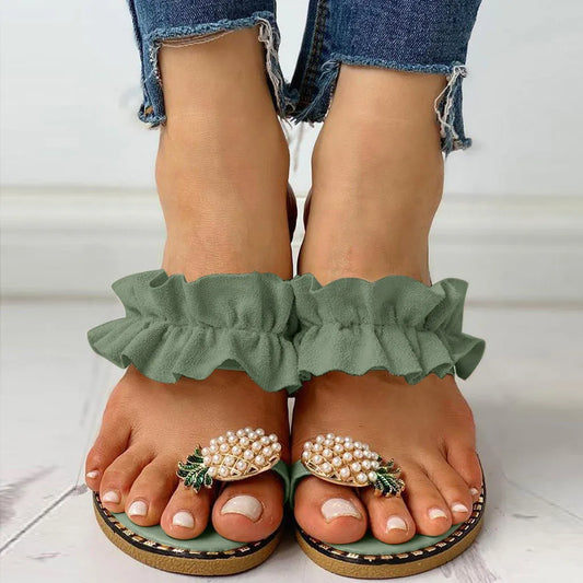 Pearl Flat Toe Bohemian Shoes plus size