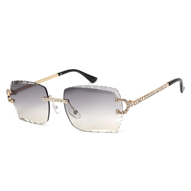 Rimless Square Vintage Diamond Sunglasses