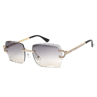 Rimless Square Vintage Diamond Sunglasses
