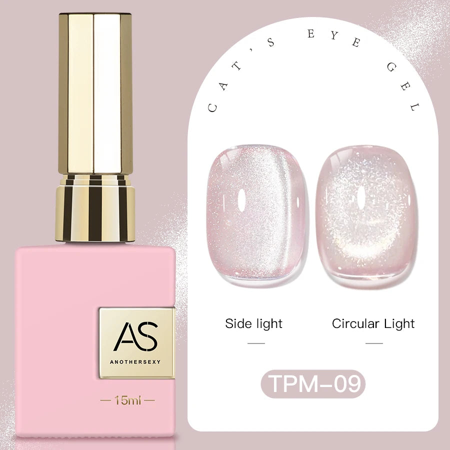15ml Peachy Whimsy Pink Cat Eye Gel Nail Polish Glitter