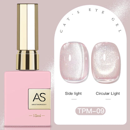15ml Peachy Whimsy Pink Cat Eye Gel Nail Polish Glitter