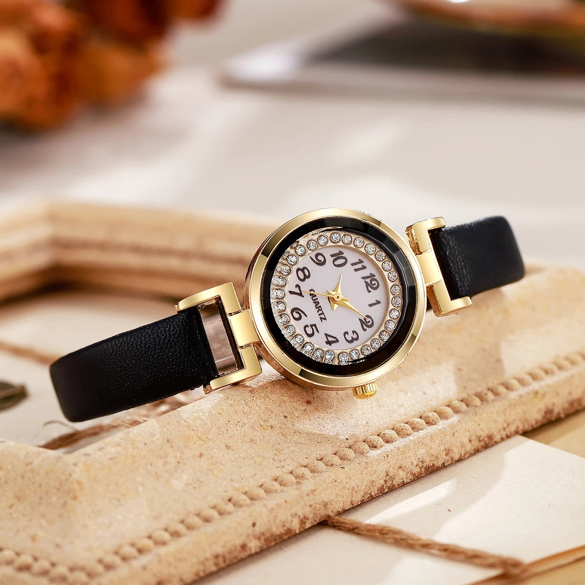 Small Arabic Casual Leather Strap Watch