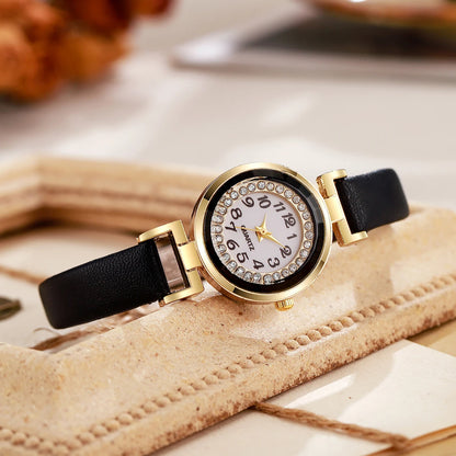 Small Arabic Casual Leather Strap Watch