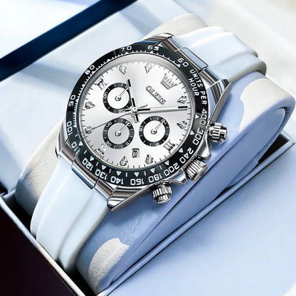 Luxury Silicone Strap Multifunctional Chronograph Quartz Watch
