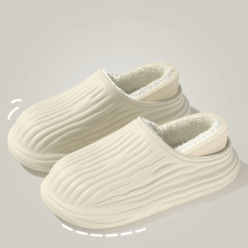 Winter Cotton Warm Non-Slip Thick Bottom Slides Soft Waterproof Slippers